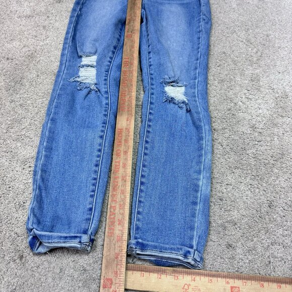 Wax Jean Skinny Jeans Women’s Blue Distressed Pockets Size 3 - Picture 3 of 12